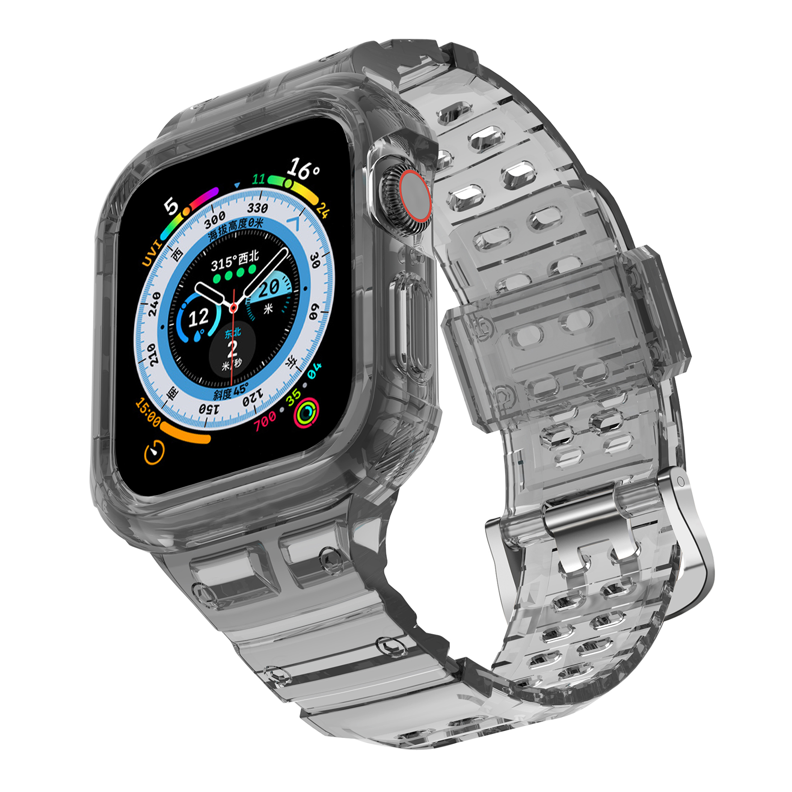 Swarich for Crystal Clear Apple Watch Bands,49mm Premium Soft Fadeless TPU Adjustable Strap Band Men Women Jelly Sport Band for iWatch Ultra 1 / Apple Watch Ultra 2,Black
